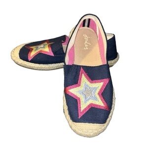 Joules Shelbury Little Girls Navy Blue with Sparkle Star Espadrilles Size 2